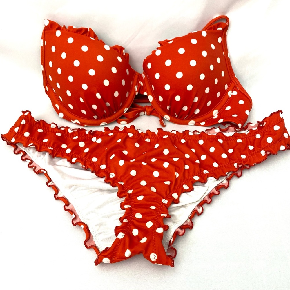 Shade N Shore Red/White Polka Dot 2 Piece Swim Suit
